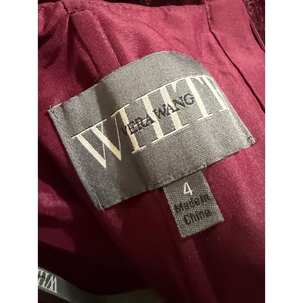 White by Vera Wang Burgundy Halter Tulle Gown Formal Bridesmaid Dress Size 4 - Picture 3 of 3